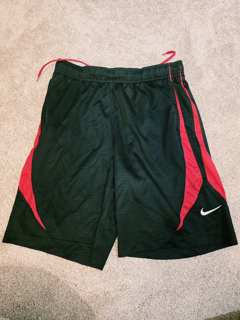 Boys M Nike Black Shorts with Red Side Panels